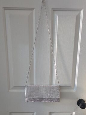 Silver Rhinestone Chain Evening Clutch